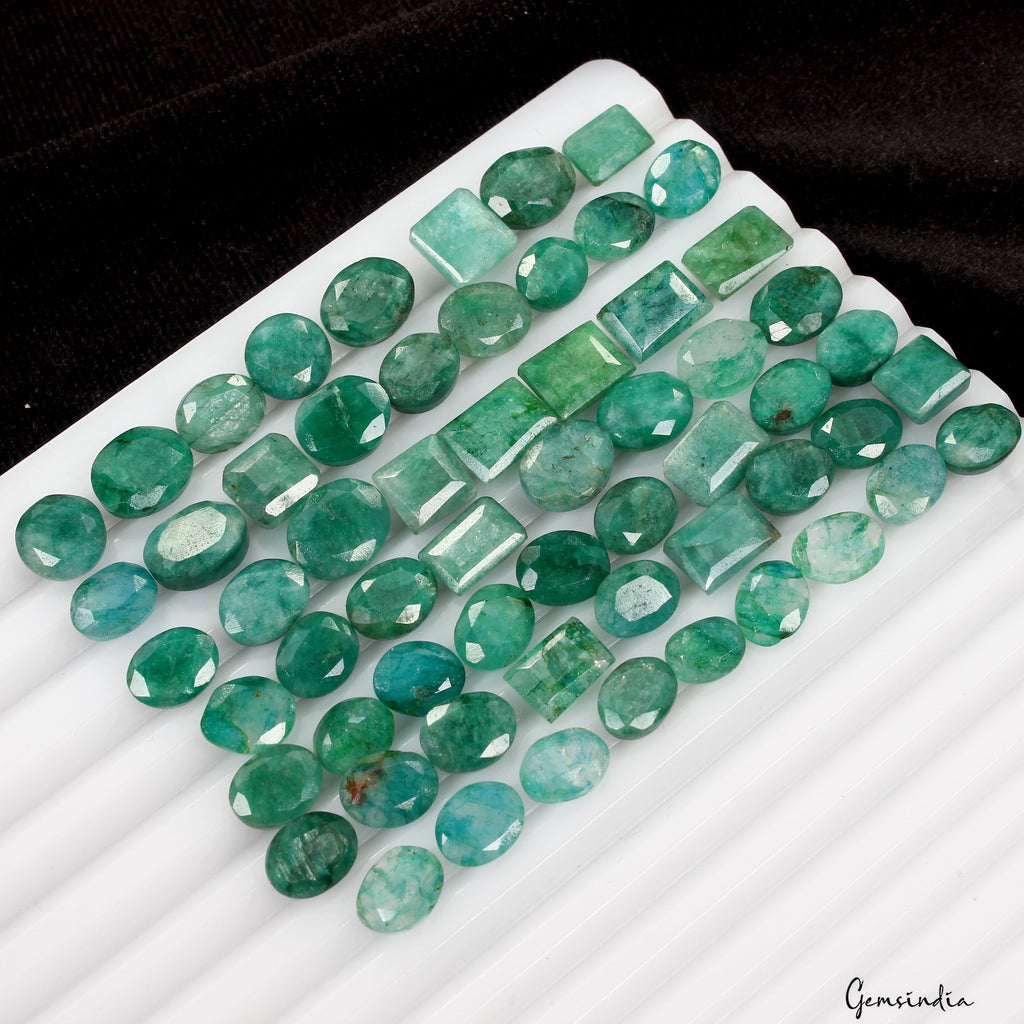 60 Pcs Natural Blue Green Colombian Emerald Mix Cut Loose 7mm-10mm Gems 128 cts