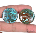 83.10 Cts/2 Pcs Natural Blue Spiderweb Arizona Turquoise Round Cab Loose Gems