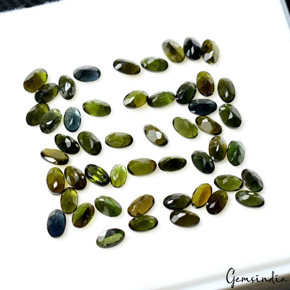 Green Tourmaline Lot, Loose Gemstone, Untreated — 50 Pieces, 4mm to 5mm, 12.00 Ct, Mozambique