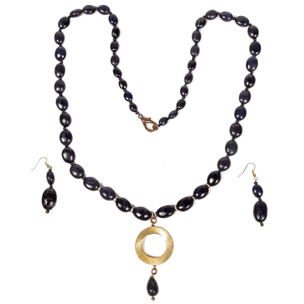 809.50 Ct/30" Natural Sapphire Gemstone Pendant Necklace Jewelry Set for Women