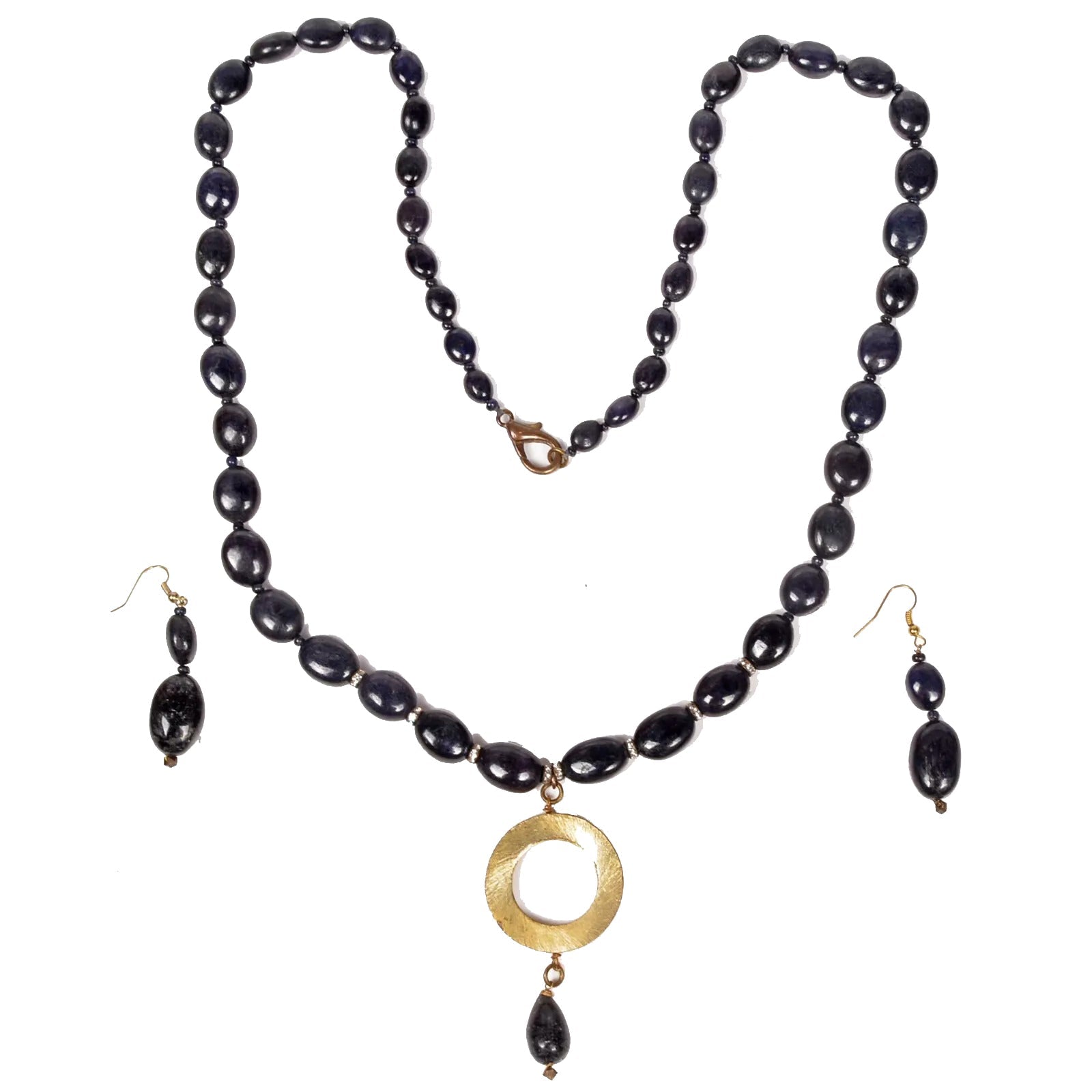 809.50 Ct/30" Natural Sapphire Gemstone Pendant Necklace Jewelry Set for Women