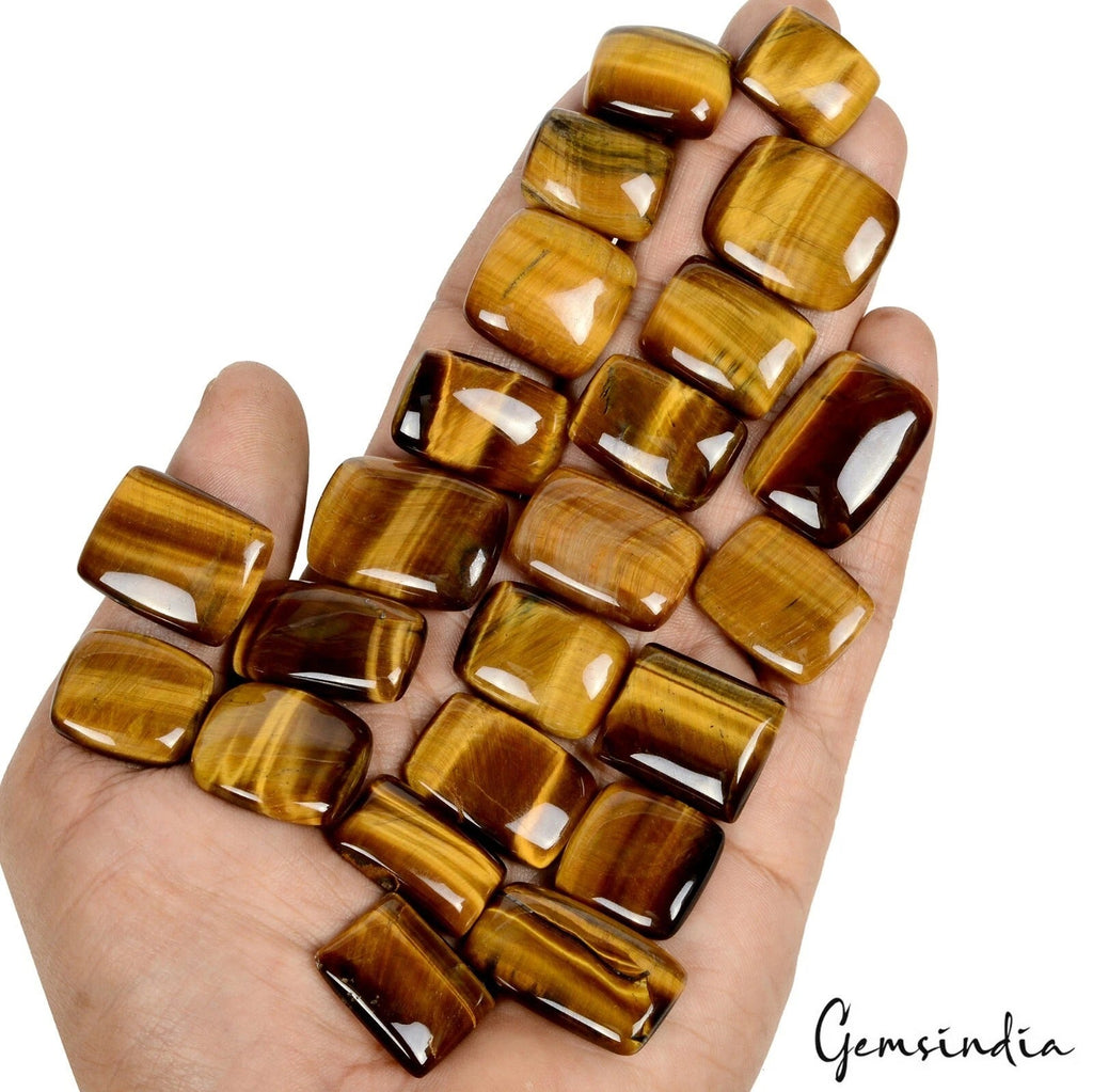 500 Ct Natural Untreated Brown Yellow Tiger Eye Cushion Cab Loose Gems Lot 23Pc