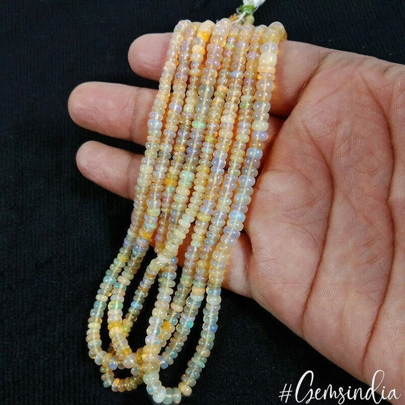 188 Ct/4 Strands Natural Ethiopian Untreated Welo Fire Opal Rondelle Beads ~16"