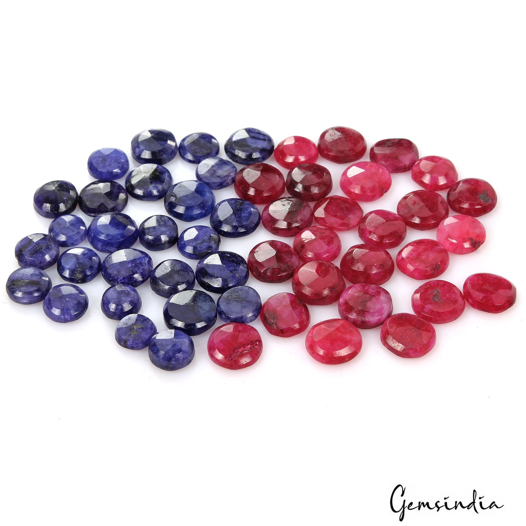 220 Ct/48 Pcs Natural Red Blue Beryl Round Faceted Cut Loose Gem Lot For Jewelry