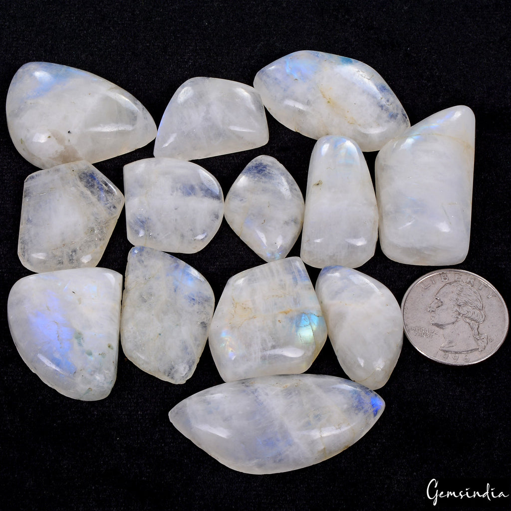 100% Natural Blue Shine MOONSTONE Fancy Cabochon 650 Ct Loose Gemstones 13 PCs