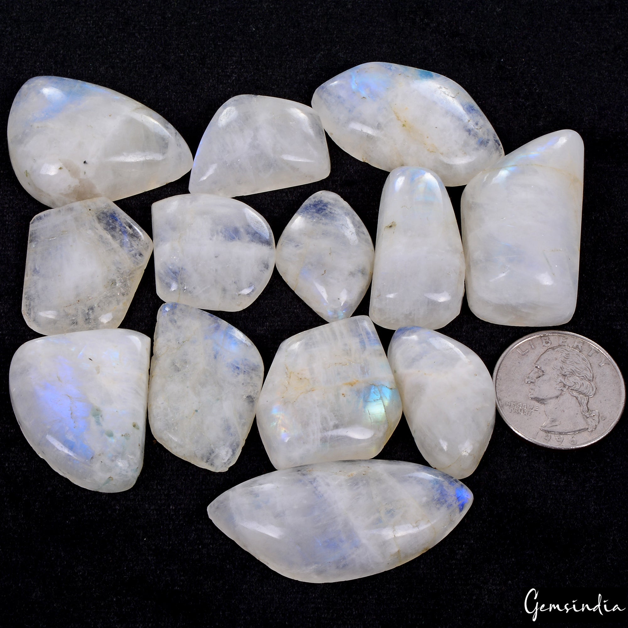 100% Natural Blue Shine MOONSTONE Fancy Cabochon 650 Ct Loose Gemstones 13 PCs