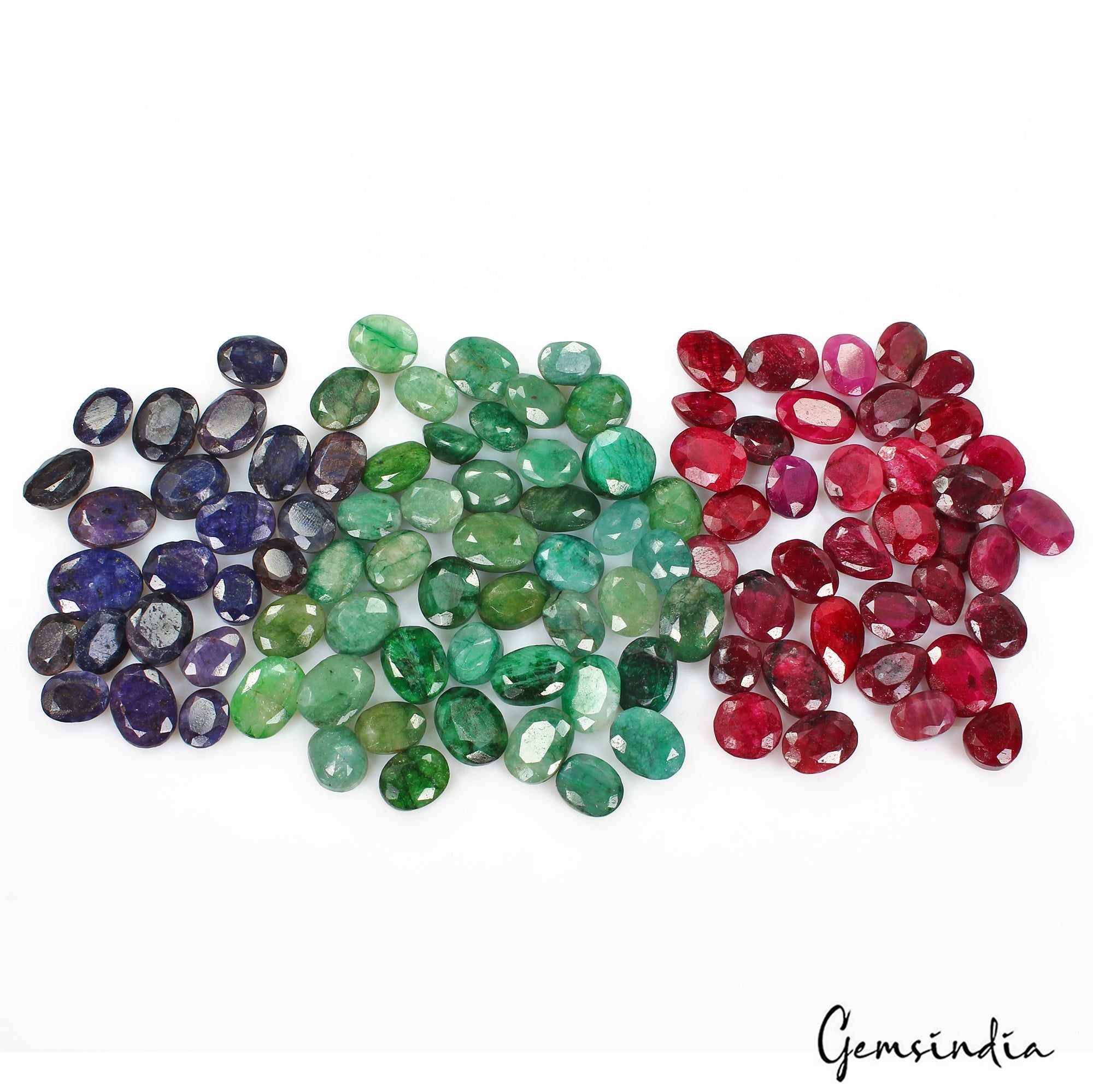 550 Ct/103 Pc Natural Multi Gems Emerald Ruby Sapphire Mix Cut Gems For Jewelry
