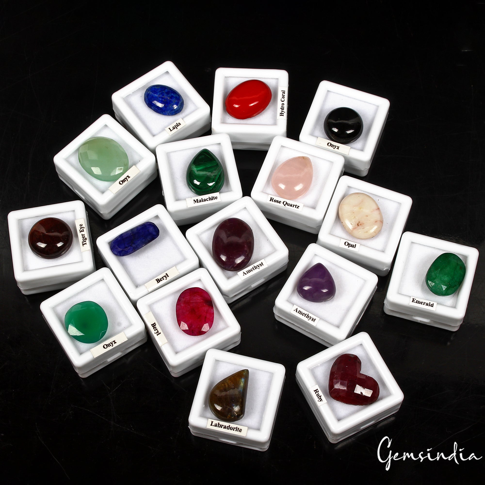 16 Pcs Estate Genuine Multi Gems Loose Multi Color Gemstones Collection W/ Boxes