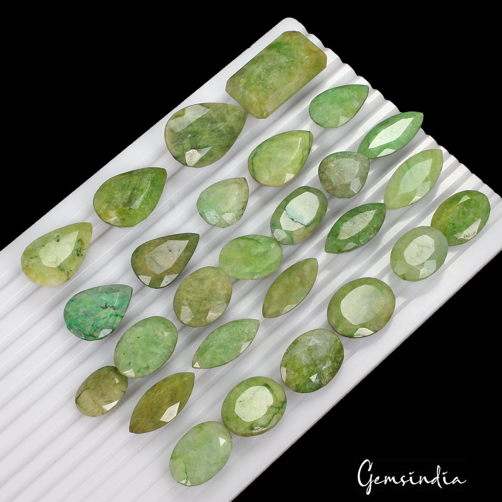 840 Cts/27 Pcs Natural Brazilian Green Emerald Mixed Faceted Cut Loose Gems Lot