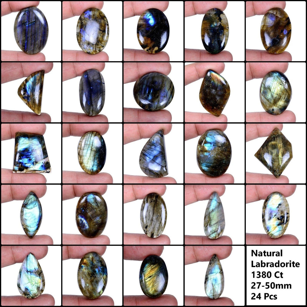 1380 Cts/24 Pcs natural Untreated Spectrolite Labradorite Mix Cab Loose Gems Lot