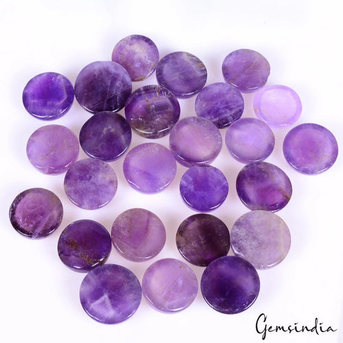 Amethyst Lot, Cabochon, Untreated, Purple — 25 Pieces, 17mm to 20mm, 630 Ct, Brazil