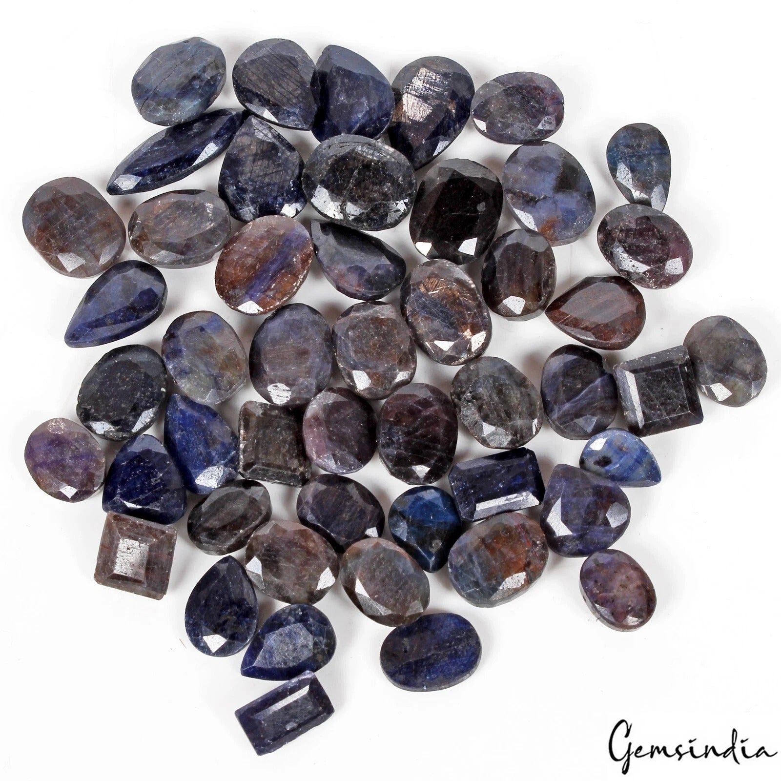 African Blue Sapphire Lot, Loose Gemstone, Color Enhanced — 49 Pieces, 10mm to 23mm, 500 Ct, Africa
