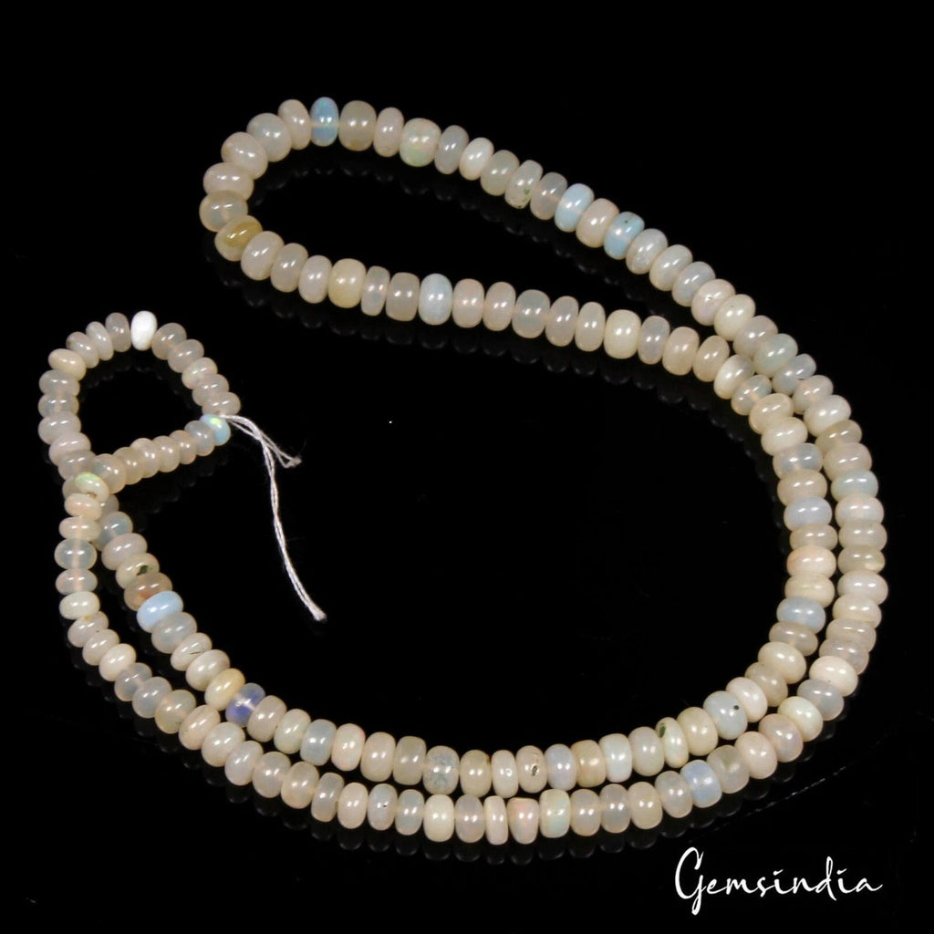 43.20 Cts Natural Untreated Cream White W Multi Shine Opal Round Bead 16" Strand