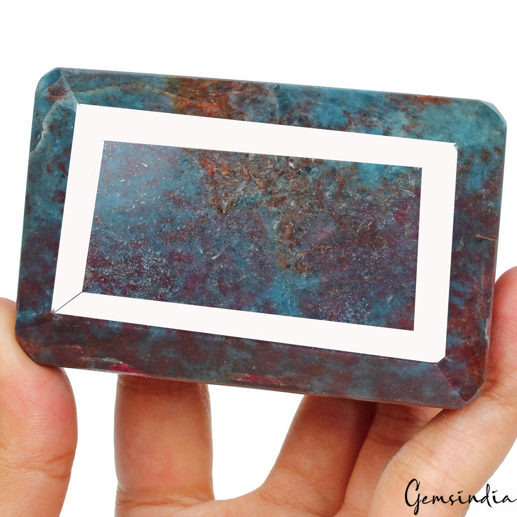 1820 Ct Natural Untreated Bi-Color Ruby Kyanite Emerald Cut Earth Mined Gemstone