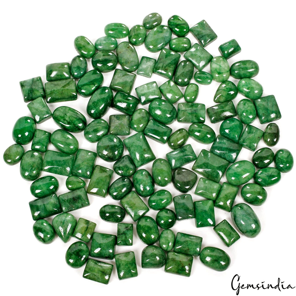 99Pcs Natural Green Emerald Mix Cab 1350Ct Lot 11-20mm Certified Loose Gemstones