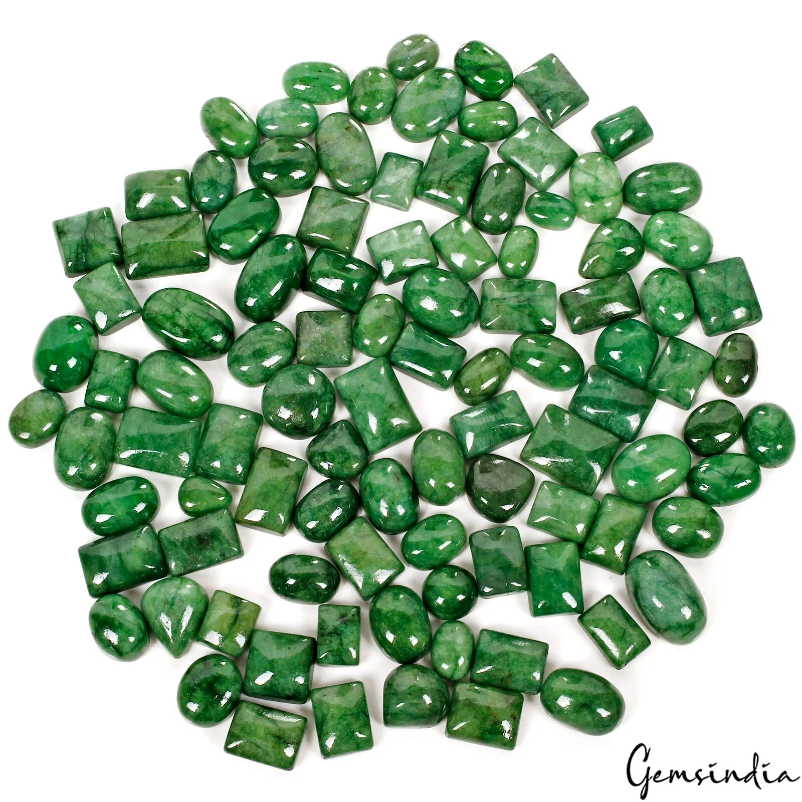 99Pcs Natural Green Emerald Mix Cab 1350Ct Lot 11-20mm Certified Loose Gemstones