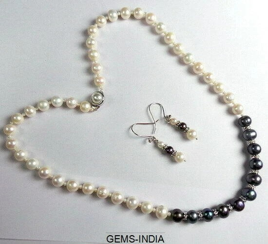 Pearl Necklace, Untreated, White — 5mm to 8mm, 282.50 Ct
