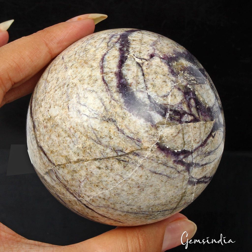 2640 Ct Natural Untreated Multicolor Lapis Calcite Metrix Healing Sphere W Stand