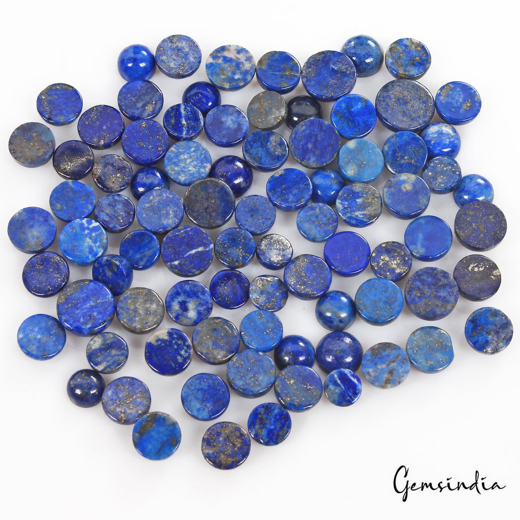 263 Cts/82 Pcs Natural Blue Lapis Lazuli Round Cab Loose Gems Lot For Jewelry