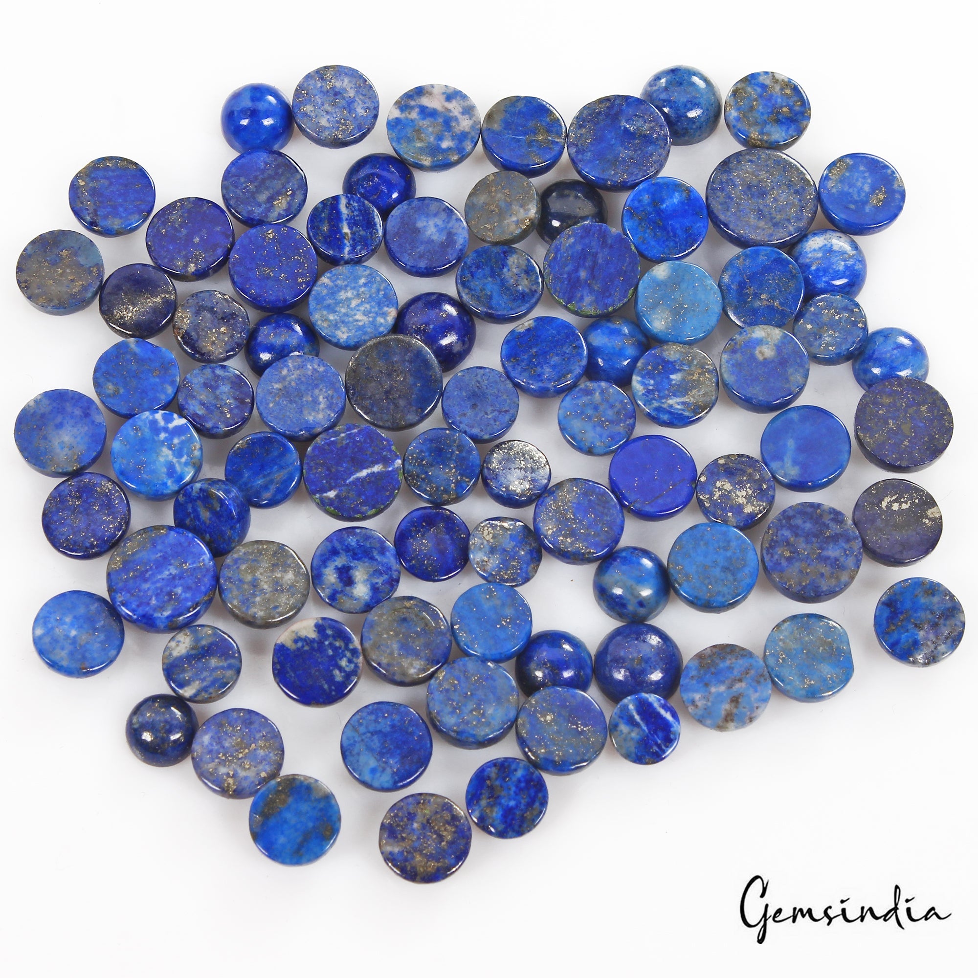 263 Cts/82 Pcs Natural Blue Lapis Lazuli Round Cab Loose Gems Lot For Jewelry