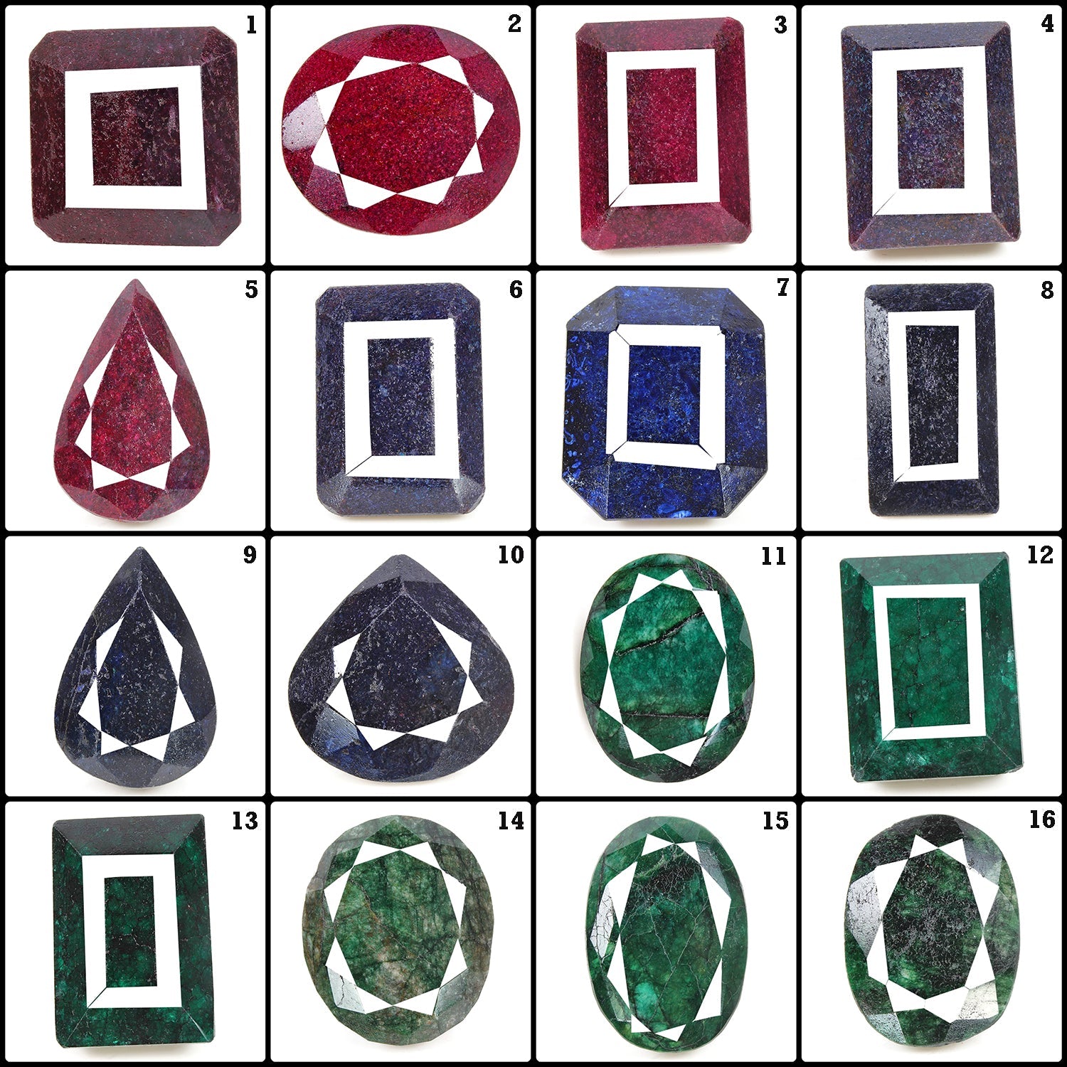 5200 Ct Natural Red Ruby Emerald Sapphire Mix Faceted Earth Mined Gems Lot 16 Pc