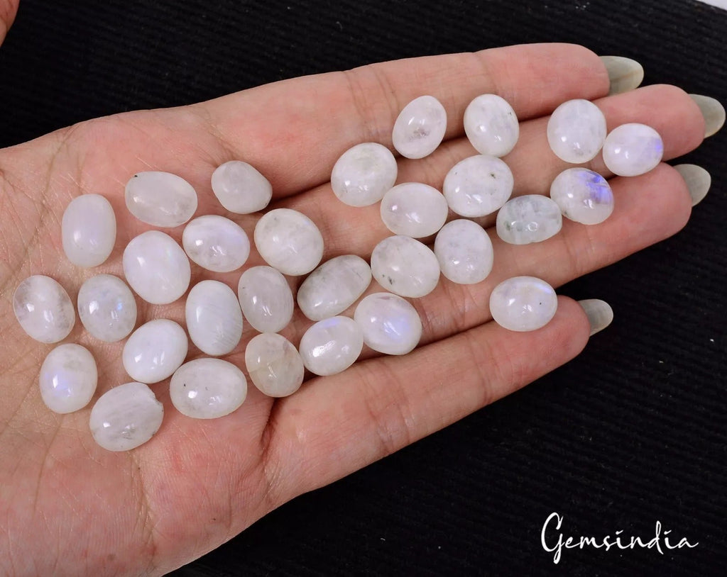 150 Cts/30 Pcs Natural Untreated Blue Shine Moonstone Oval Cab Gems For Jewelry