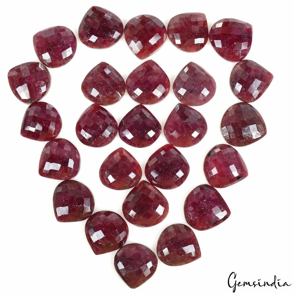 25 Pcs Natural Top Red Ruby Pear/Heart Checker Cut Loose Gemstones Lot ~660 Cts