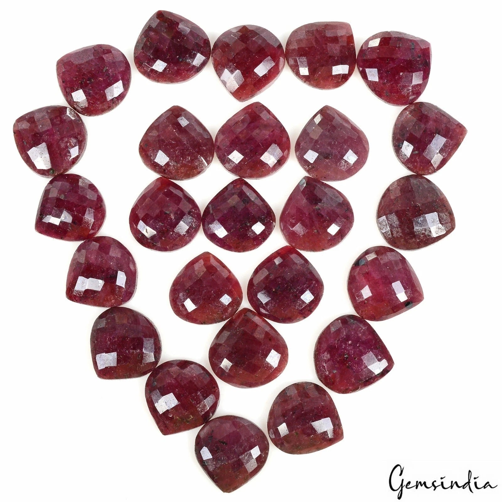 25 Pcs Natural Top Red Ruby Pear/Heart Checker Cut Loose Gemstones Lot ~660 Cts