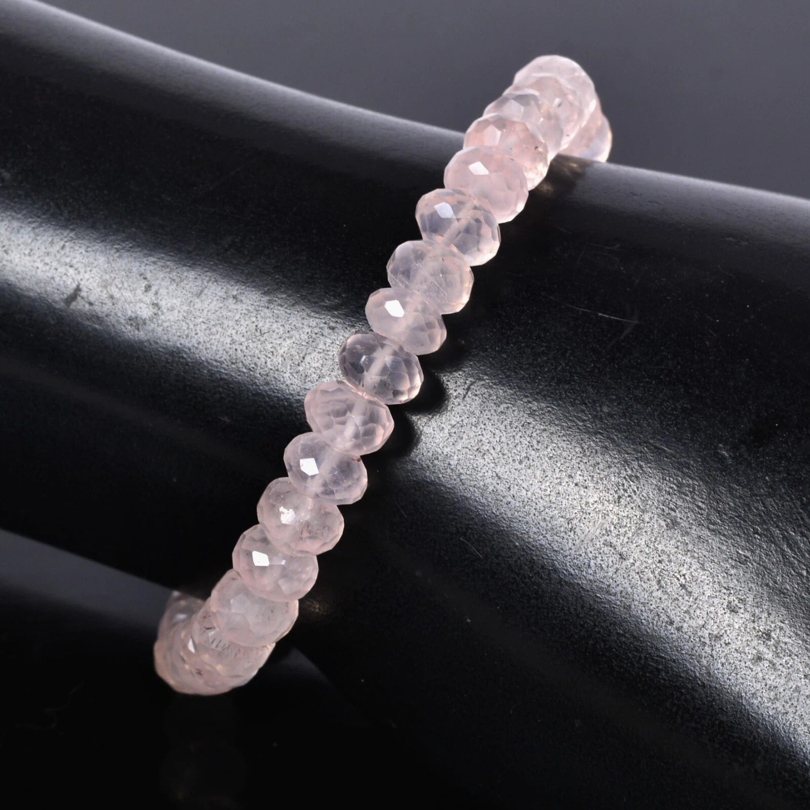 72.50 Cts Natural Pink Rose Quartz Gems Beaded Handmade Stretch Bracelet 7Inches