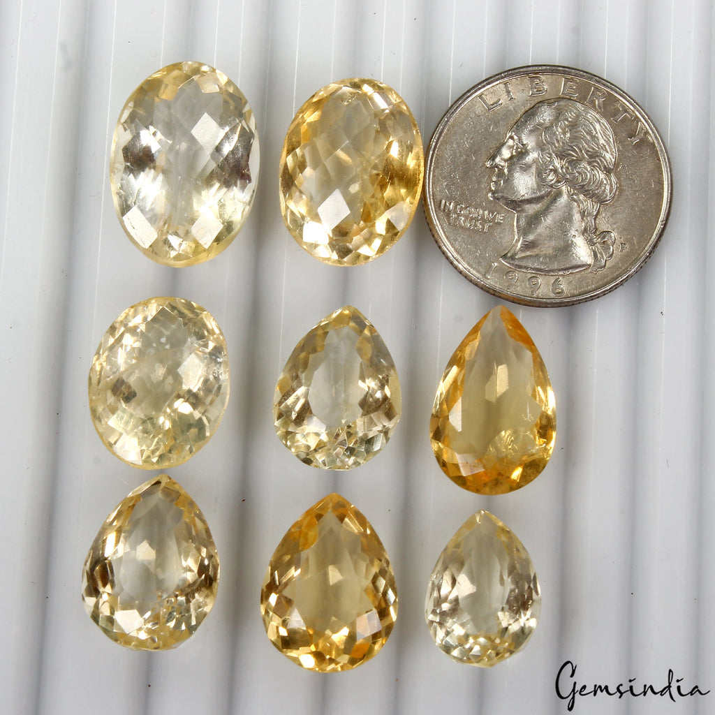 90.50 Ct Natural Citrine Mix Shape/Cut Loose Unheated 15-19mm Gemstones, Brazil
