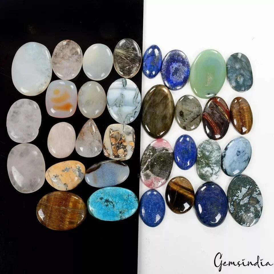1880 Ct/32 Pcs Natural Multi Color Cab Flatback Semi-Precious Wholesale Gems Lot