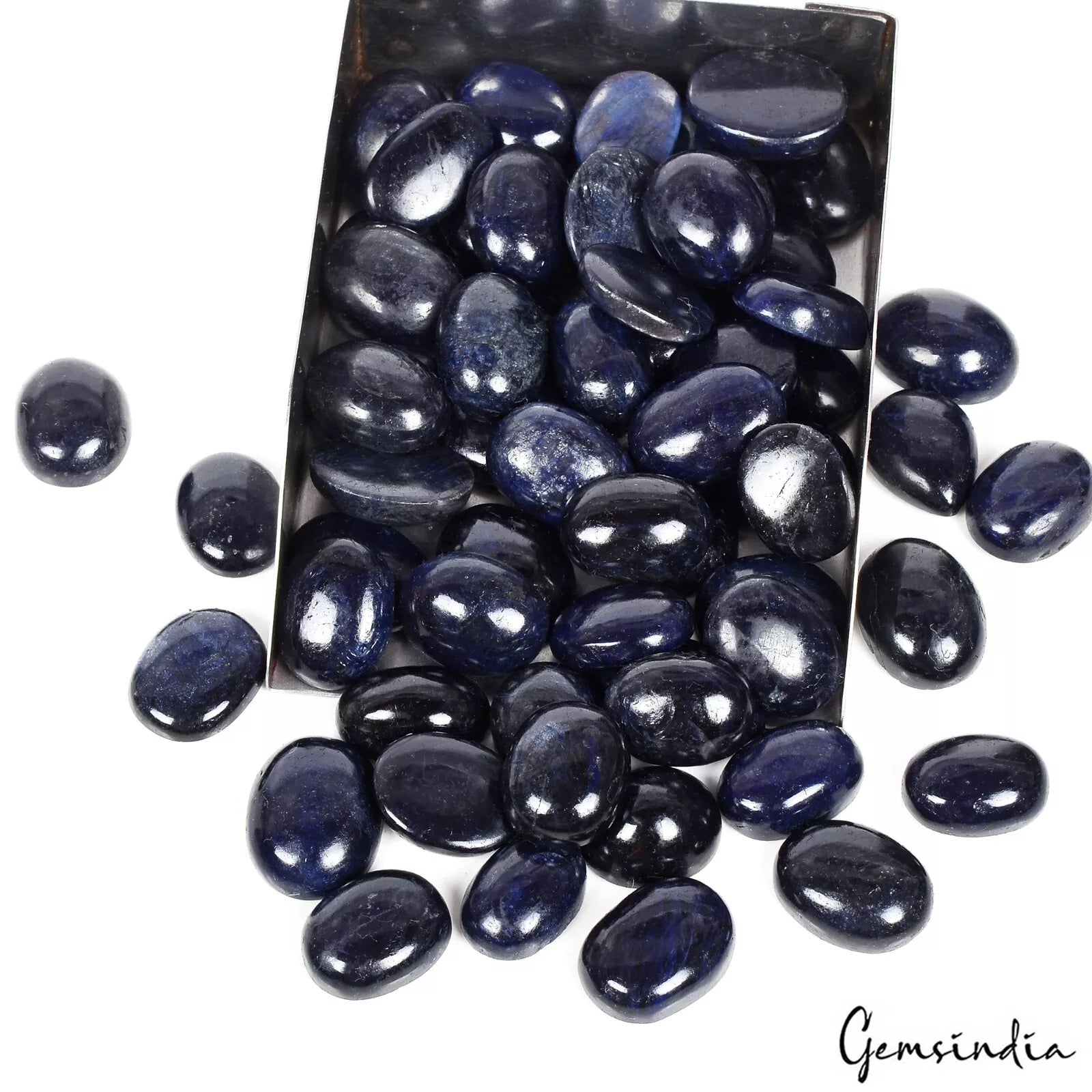 1450 Ct Natural Deep Blue Sapphire Oval Cabochon 16- 21mm Loose Gemstones/ 65 Pc