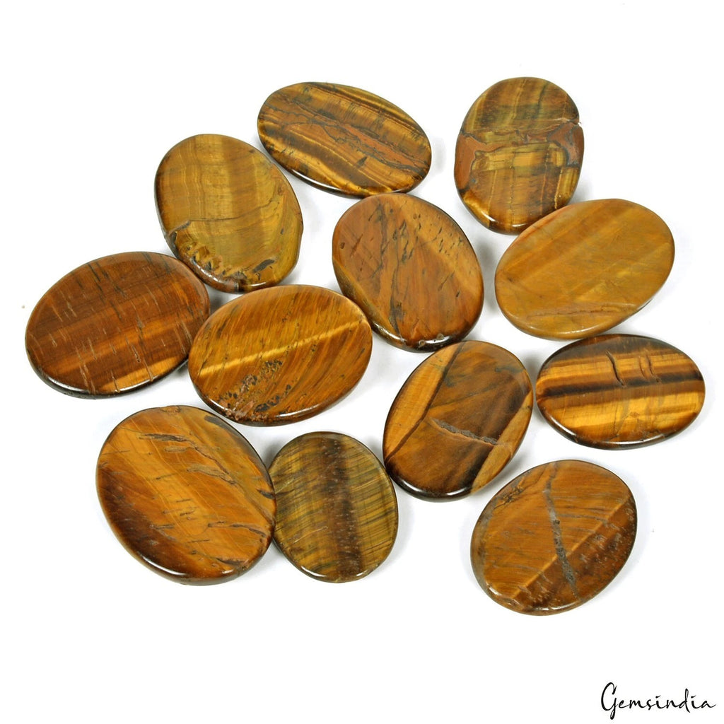 Tiger Eye Lot, Cabochon, Untreated, Brown — 12 Pieces, 30mm to 37mm, 690 Ct, Madagascar