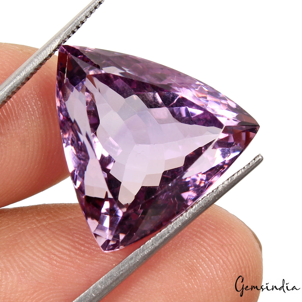 VVS 23.80 Ct Natural Purple Amethyst Dazzling Trillion Untreated Loose Gemstone