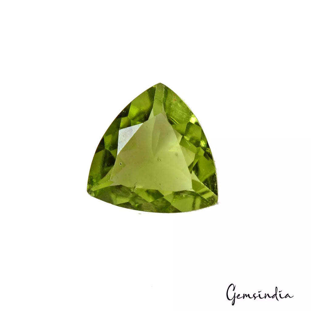 Certified 1.70 Ct Natural Green Peridot Untreated/Unheated Trillion Cut Gemstone