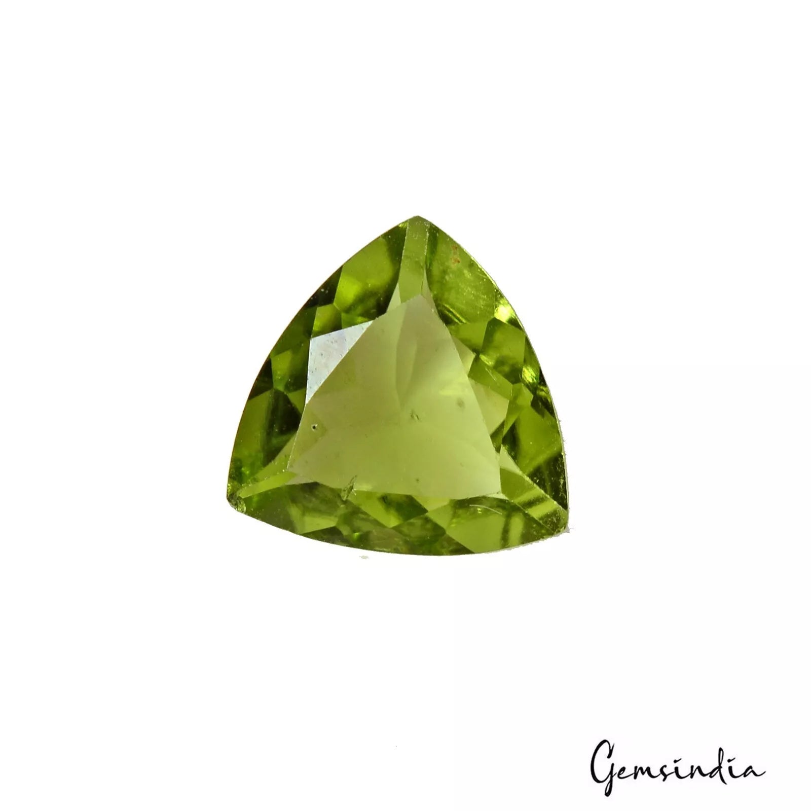 Certified 1.70 Ct Natural Green Peridot Untreated/Unheated Trillion Cut Gemstone