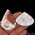 200 Ct/2 Pcs Natural Nevada Untreated White Buffalo Turquoise Pear Cab Gems Lot