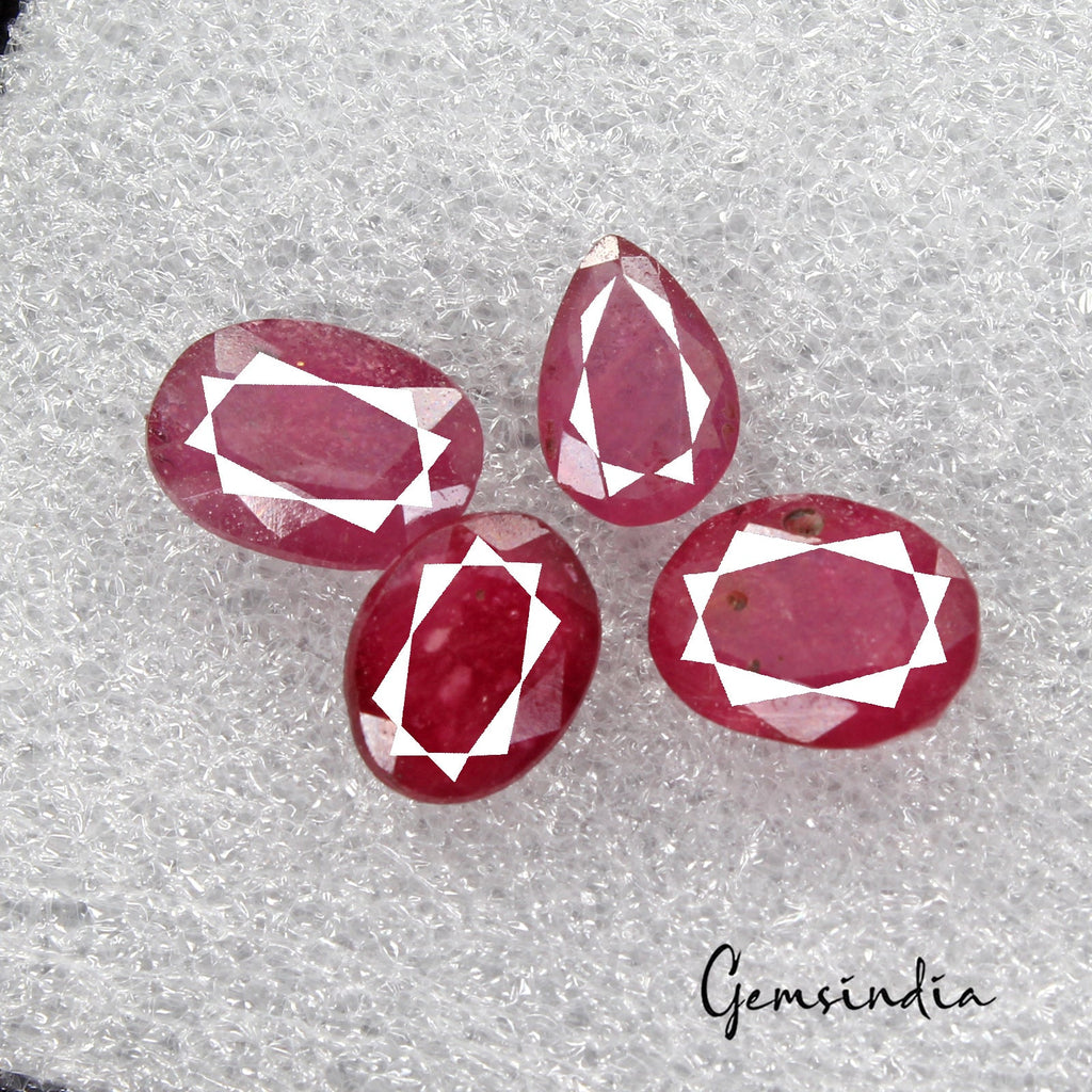 16.60 Cts/4 Pcs Natural Red Ruby Oval Faceted Loose Rare Gems Lot For Jewelry