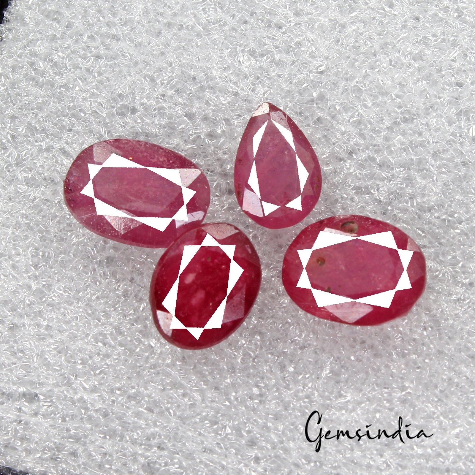 16.60 Cts/4 Pcs Natural Red Ruby Oval Faceted Loose Rare Gems Lot For Jewelry