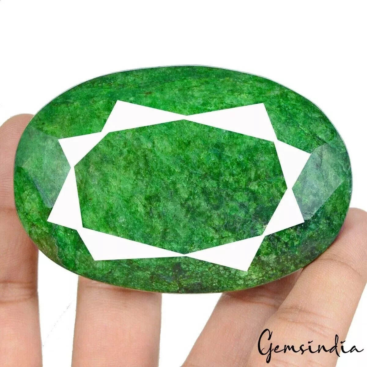 Emerald Loose Gemstone, Color Enhanced, Green — 77 x 52 x 36 mm, 1050 Ct, Brazil
