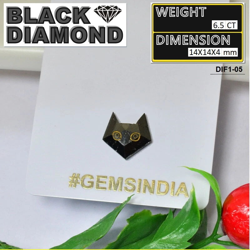Black Diamond Loose Gemstone, Color Enhanced — 14x14x4 mm, 6.5 Ct, Tanzania