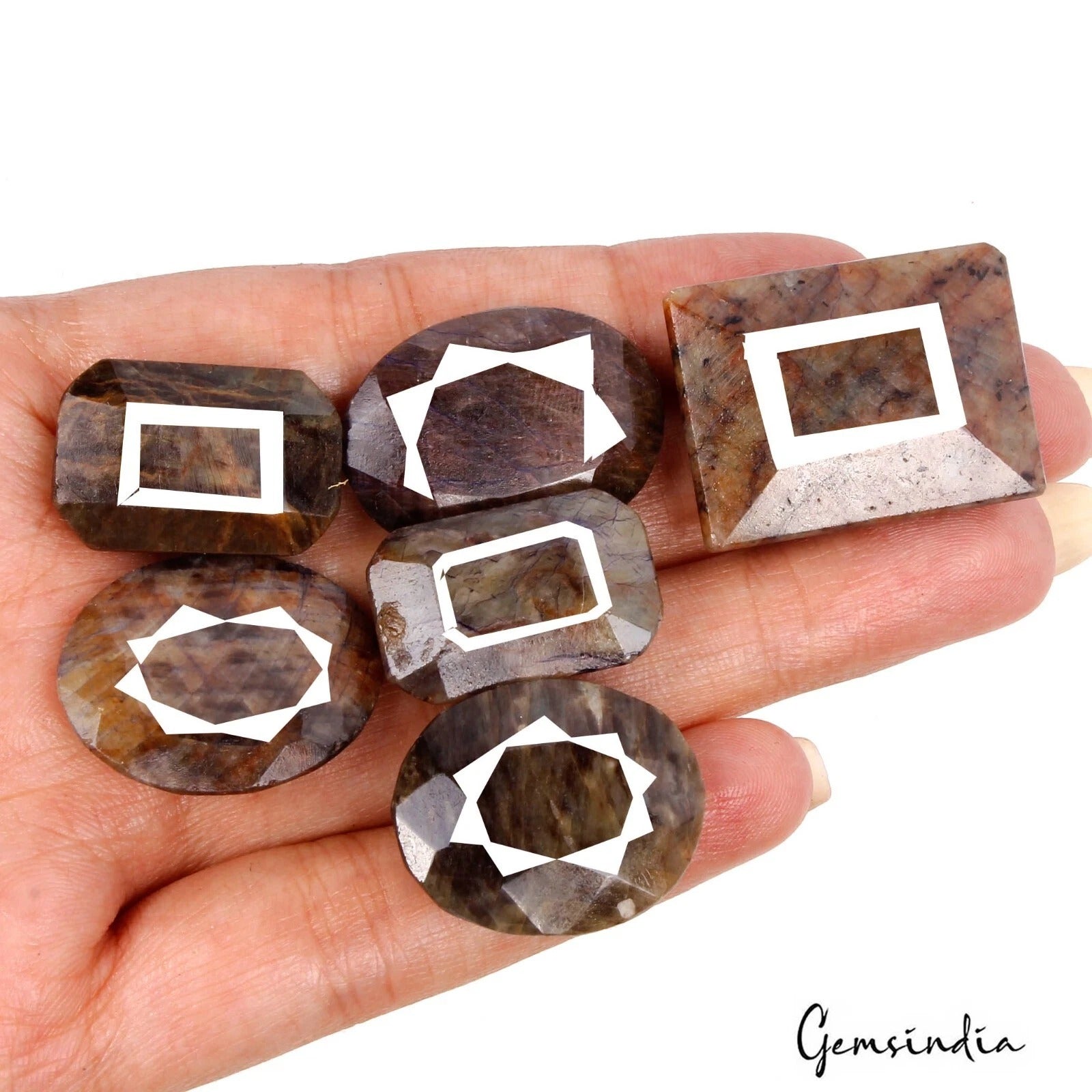 320 Cts/6 Pcs Natural Untreated Brown Color Sapphire Mixed Cut Gems For Jewelry