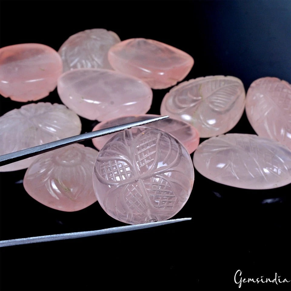 Rose Quartz Lot, Loose Gemstone, Untreated, Pink — 11 Pieces, 21mm to 34mm, 450 Ct