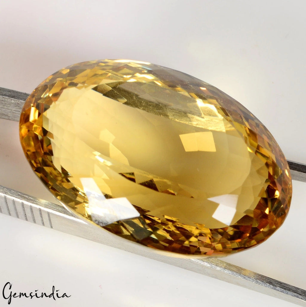Citrine Loose Gemstone, Untreated, Yellow — 32x22x15 mm, 71.20 Ct, Brazil
