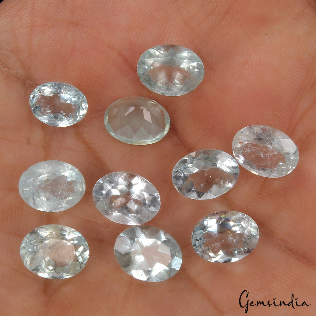 Natural Aquamarine 15.30 Ct Oval Cut 8-9mm Loose Unheated Gemstone Lot 10 Pcs
