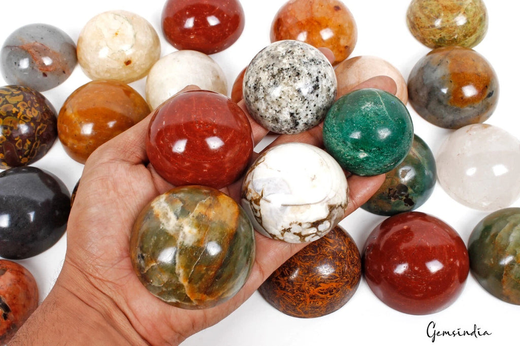 3 Kilo/26 Pcs Natural Untreated Hemispheres Crystal Healing Multi Wholesale Gems