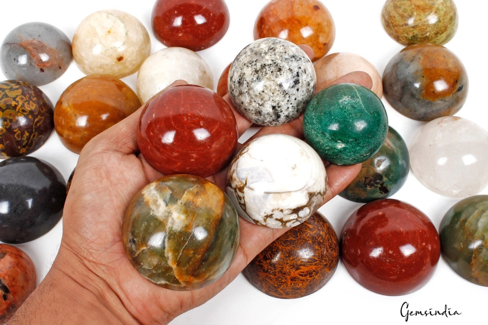 3 Kilo/26 Pcs Natural Untreated Hemispheres Crystal Healing Multi Wholesale Gems