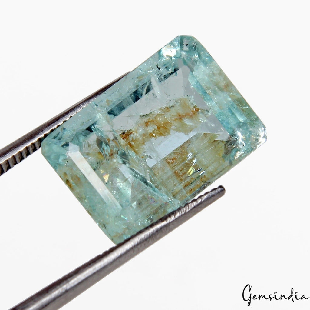 7.60 Cts Natural Untreated Aqua Blue Aquamarine Octagon Cut Loose Gem For Ring