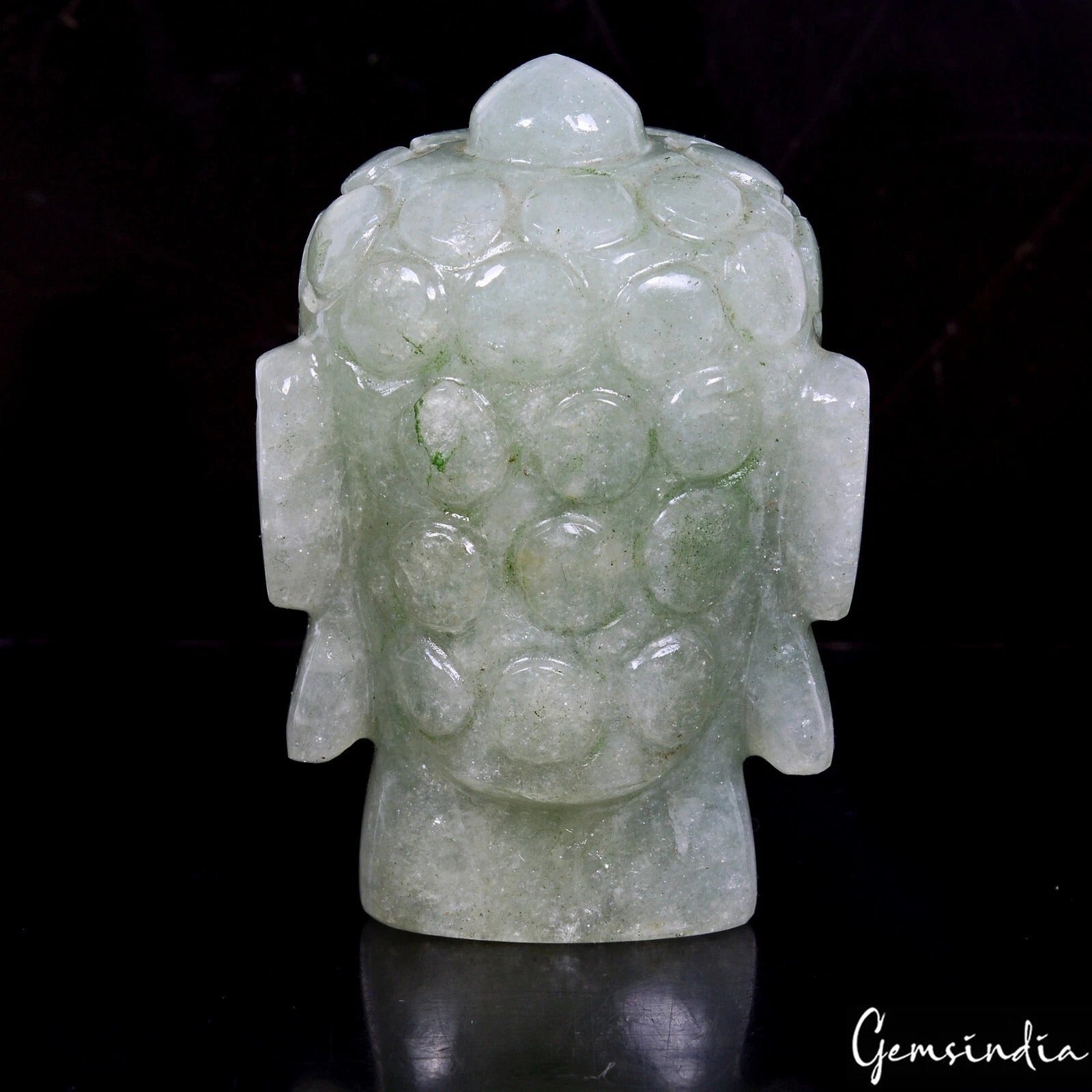 2.6" Buddha Head Natural Aventurine Gem Hand Crafted Meditating Art Decor/Statue