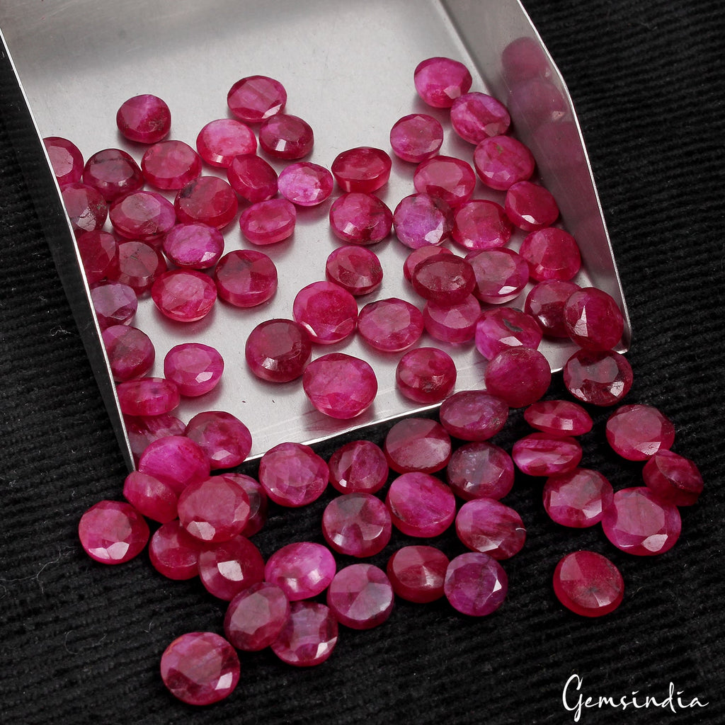 79 Pcs Natural Red Beryl Bixbite Round Cut Loose Jewelry Making Gemstones~8-10mm